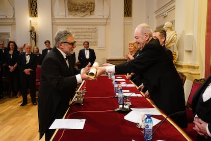 Jaume Plennsa, at a time of the act of Sunday, May 11 in which he entered the Royal Academy of Fine Arts, in an image assigned by the Academy.