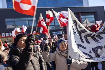 Protesta ante el consulado estadounidense en Nuuk, Groenlandia, el pasado día 15.