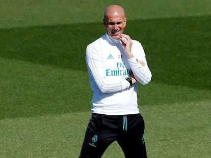 Zidane, en l'entrenament d'aquest dissabte.