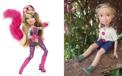 La misma muñeca, antes y después de ser transformada por Sonia Singh.