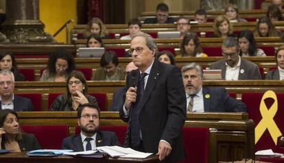 Quim Torra, durante el pleno del Parlament.