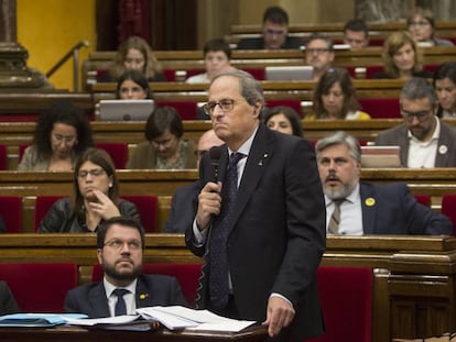 Quim Torra, durante el pleno del Parlament.