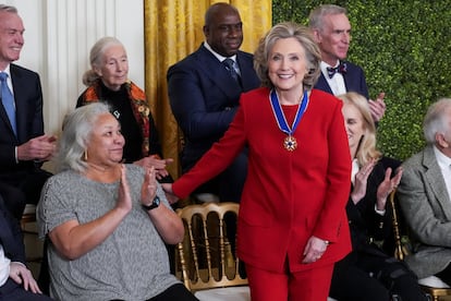 Hillary Clinton, tras recibir la Medalla de la Libertad.