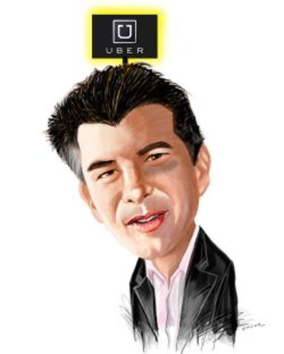 Caricatura de Travis Kalanick, cofundador y consejero delegado de Uber.