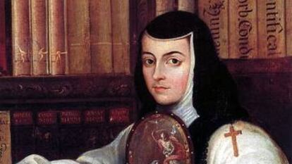 Fragmento del retrato de Sor Juana Inés de la Cruz. Miguel Cabrera.