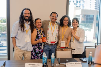 El equipo de trabajo de Maritza Félix, el 25 de abril.