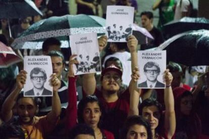 Estudantes em ato no Mackenzie lembram de vítimas do regime militar.