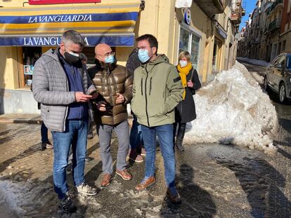 El president en funciones, Pere Aragonès, durante su visita a los municipios de la provincia de Tarragona afectados por el temporal