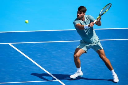 Carlos Alcaraz durante el Masters de Cincinnati este domingo.
