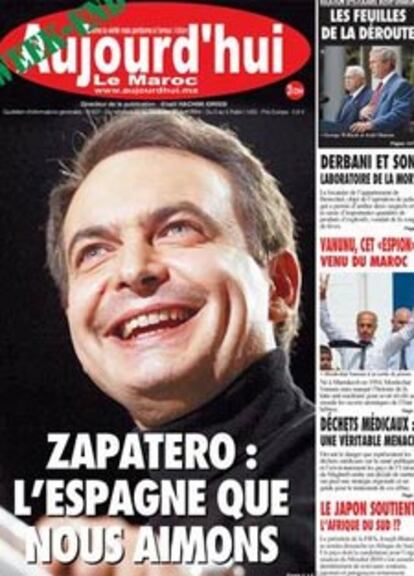 Portada del diario Aujourd'hui Le Maroc, que titula: "La España que amamos".