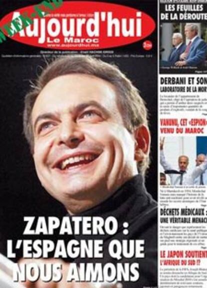 Portada del diario Aujourd&#39;hui Le Maroc, que titula: "La España que amamos".