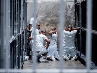 Men held in the Cecot in Tecoluca, the Savator, in April 2025.