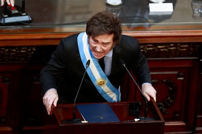 El presidente argentino, Javier Milei, en el Congreso Nacional en Argentina, el 2 de marzo.