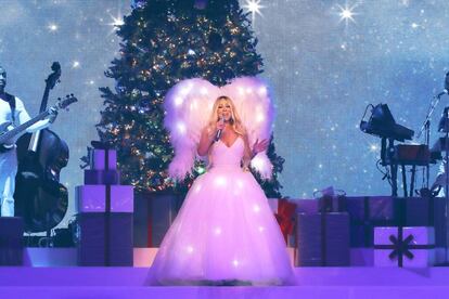 Mariah Carey, en su espectáculo navideño.