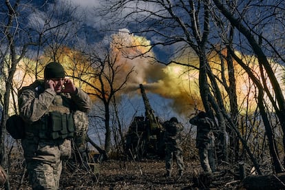 Ukrainian soldiers near Bakhmut, Donetsk region, Ukraine