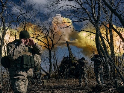 Ukrainian soldiers near Bakhmut, Donetsk region, Ukraine