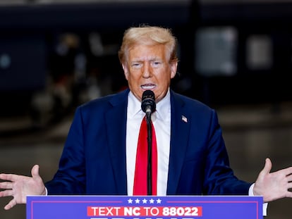 Donald Trump candidato a la presidencia republicano durante un evento de campaña en Carolina del Norte, Estados Unidos, el 25 de septiembre de 2024.