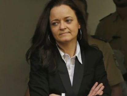 La neonazi Beate Zsch&auml;pe en el tribunal de M&uacute;nich este lunes. 