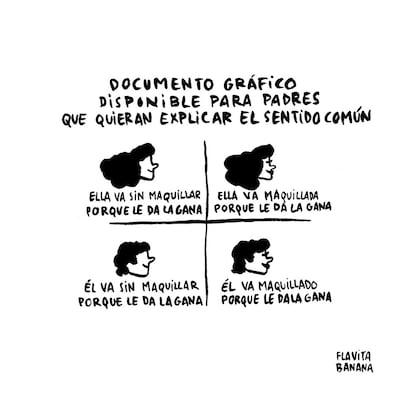 "No recuerdo qué ocurrió para que me decidiera a dibujar esto. En fin, que intento hacer humor, no dar lecciones porque no creo tener más razón que los demás. Pero el tema de la libertad personal y la felicidad infantil sí me tocan la fibra. Así que pensé que quizá podría ayudar a quien ande perdido/a."