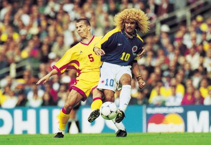 Carlos Valderrama (derecha) en la copa del mundo del 1998.