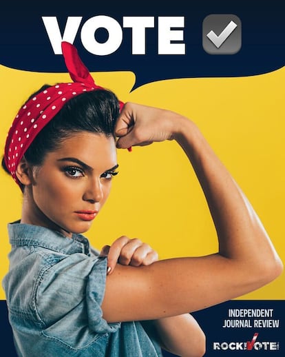 Kendall Jenner en un poster promocional de la campaña ‘Rock the vote’, que incita al voto entre los más jóvenes.