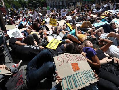 Manifestación de estudiantes en Madrid contra el cambio climático en mayo.