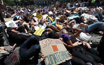 Manifestación de estudiantes en Madrid contra el cambio climático en mayo.