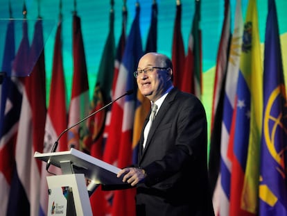 El presidente del Banco Interamericano de Desarrollo (BID), Ilan Goldfajn habla durante la Asamblea de Gobernadores del BID, en Cuidad de Panamá (Panamá), el año pasado.