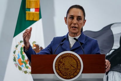 Claudia Sheinbaum en la conferencia matutina desde Palacio Nacional.