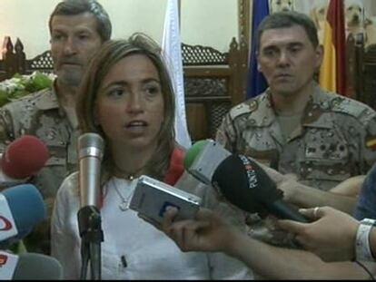 Chacón visita la base de Qala i Naw, situada al oeste de Afganistán