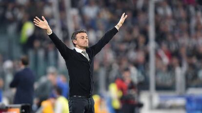 Luis Enrique, durante el partido Juve-Barça.