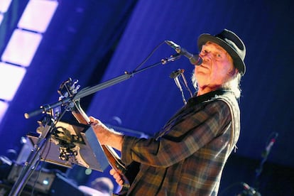 Neil Young en el 34º festival Farm Aid, en septiembre de 2019 en Wisconsin.  