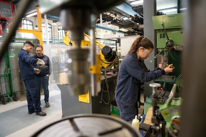 Taller de metal en el instituto Escola del Treball, en Barcelona.