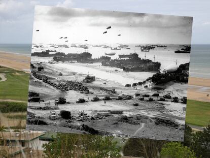 Uma das imagens mais famosas da invasão: a vista da praia de Omaha do Colleville-sur-mer. Nesta praia, as tropas norte-americanas sofreram o maior número de baixas em 6 de junho de 1944.