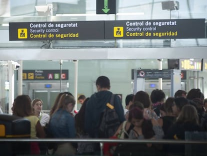 Huelga de los controladores de seguridad del aeropueto El Prat.