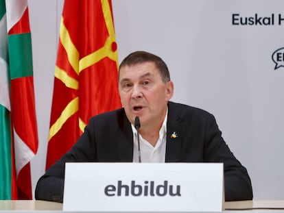 El coordinador general de EH Bildu, con Arnaldo Otegi, este sábado en Saint-Pierre d'Irube (Francia).