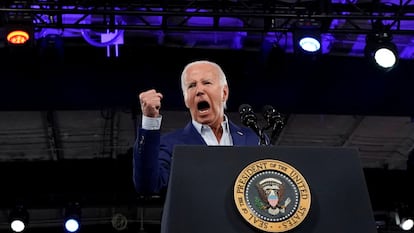 U.S. President Joe Biden speaks during a campaign rally in Raleigh, North Carolina, U.S., June 28, 2024.