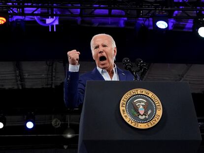 El presidente de Estados Unidos, Joe Biden, este viernes en un mitin en Raleigh, Carolina del Norte.