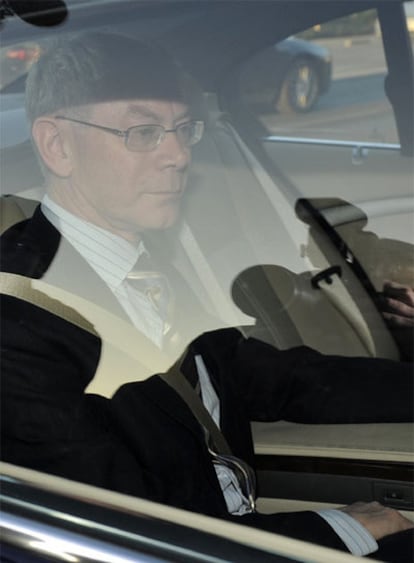 Herman van Rompuy, a su llegada al palacio de Laeken para prestar juramento ante el rey Alberto II.