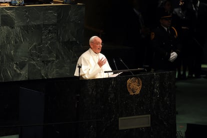 EL papa Francisco se dirige a la Asamblea General de la ONU, el 25 de septiembre de 2015.