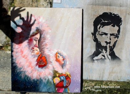 El graffiti sobre el muro, la pintura sobre el graffiti: mucho arte a pie de calle. Foto tomada en Guerande.
