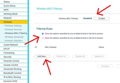 Activar el control MAC en la red Wifi.