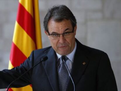 El presidente catalán, Artur Mas, ayer durante la rueda de prensa ofrecida en el Palau de la Generalitat.
