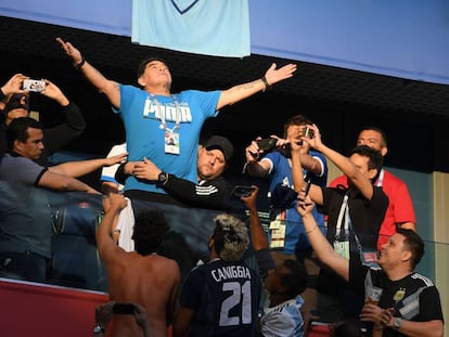 Maradona, durante o jogo entre Argentina e Nigéria.