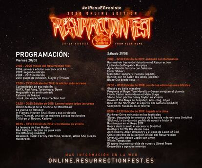 Programación y horarios del Resurrection Fest Online.