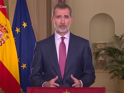 El Rey, durante el mensaje a los españoles de este miércoles".