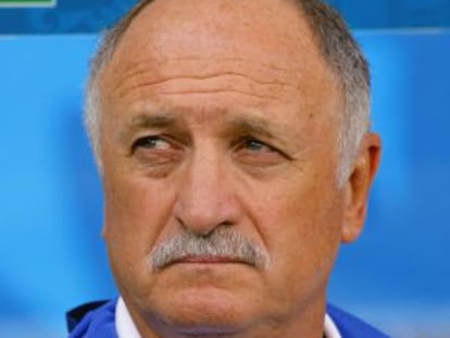 Scolari, durante el partido de semifinales entre Brasil y Alemania.