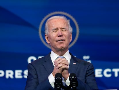 Joe Biden, durante una conferencia de prensa este miércoles en Wilmington, Delaware.