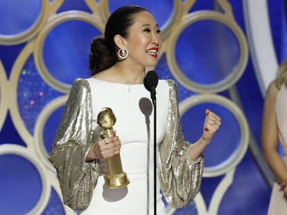 A atriz e anfitriã da cerimônia, Sandra Oh, levou o Globo de Ouro de melhor atriz de série dramática. 