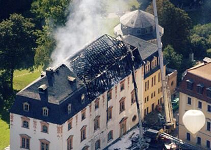 Imagen aérea de la biblioteca de Weimar tomada ayer.